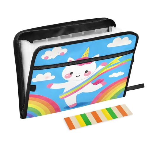 Dokumenten-Organizer mit Cartoon-Einhörnern im Himmel, mit Reißverschluss, 13 Fächer, Akkordeon-Dokumenten-Organizer für Arbeit und Zuhause Dokumenten-Organizer mit Cartoon-Einhörnern im Himmel, mit Reißverschluss, 13 Fächer, Akkordeon-Dokumenten-Organizer für Arbeit und Zuhause von Nexawaveo