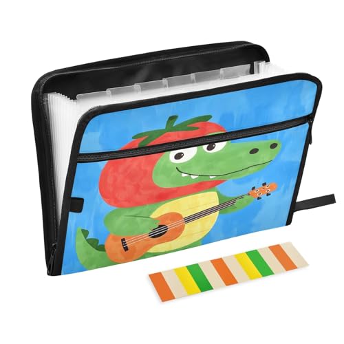 Dokumenten-Organizer mit Cartoon-Krokodil mit Tomatenhut, erweiterbarer Reißverschluss, 13 Taschen, Akkordeon-Dokumenten-Organizer für Arbeit und Zuhause Dokumenten-Organizer mit Cartoon-Krokodil mit Tomatenhut, erweiterbarer Reißverschluss, 13 Taschen, Akkordeon-Dokumenten-Organizer für Arbeit und Zuhause von Nexawaveo