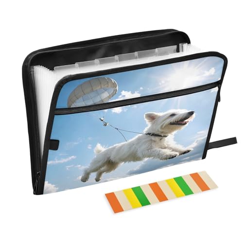 Dokumenten-Organizer mit Reißverschluss für Hunde, Fallschirmspringen im Himmel, 13 Taschen, Akkordeon-Dokumenten-Organizer für Arbeit und Zuhause Dokumenten-Organizer mit Reißverschluss für Hunde, Fallschirmspringen im Himmel, 13 Taschen, Akkordeon-Dokumenten-Organizer für Arbeit und Zuhause von Nexawaveo