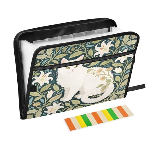 Dokumentenmappe im Jugendstil, Katze, mit Reißverschluss, 13 Taschen, Akkordeon-Dokumenten-Organizer für Arbeit und Zuhause Dokumentenmappe im Jugendstil, Katze, mit Reißverschluss, 13 Taschen, Akkordeon-Dokumenten-Organizer für Arbeit und Zuhause von Nexawaveo