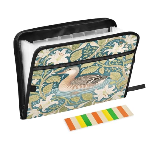 Dokumentenmappe im Jugendstil, mit Reißverschluss, 13 Fächer, Akkordeon-Dokumenten-Organizer für Arbeit und Zuhause, Entenblau Dokumentenmappe im Jugendstil, mit Reißverschluss, 13 Fächer, Akkordeon-Dokumenten-Organizer für Arbeit und Zuhause, Entenblau von Nexawaveo