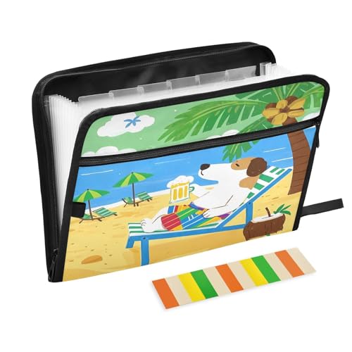 Dokumentenmappe mit Cartoon-Hund, zum Entspannen am Strand, erweiterbarer Reißverschluss, 13 Taschen, Akkordeon-Dokumenten-Organizer für Arbeit und Zuhause Dokumentenmappe mit Cartoon-Hund, zum Entspannen am Strand, erweiterbarer Reißverschluss, 13 Taschen, Akkordeon-Dokumenten-Organizer für Arbeit und Zuhause von Nexawaveo