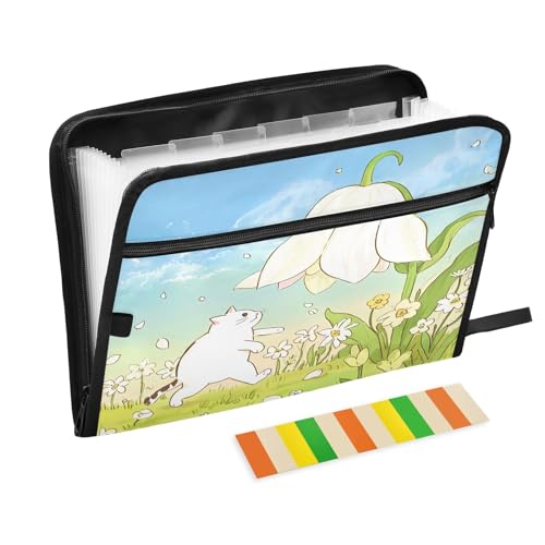 Dokumentenmappe mit Cartoon-Katze und Blume in Hellblau, erweiterbarer Reißverschluss, 13 Taschen, Akkordeon-Dokumenten-Organizer für Arbeit und Zuhause Dokumentenmappe mit Cartoon-Katze und Blume in Hellblau, erweiterbarer Reißverschluss, 13 Taschen, Akkordeon-Dokumenten-Organizer für Arbeit und Zuhause von Nexawaveo