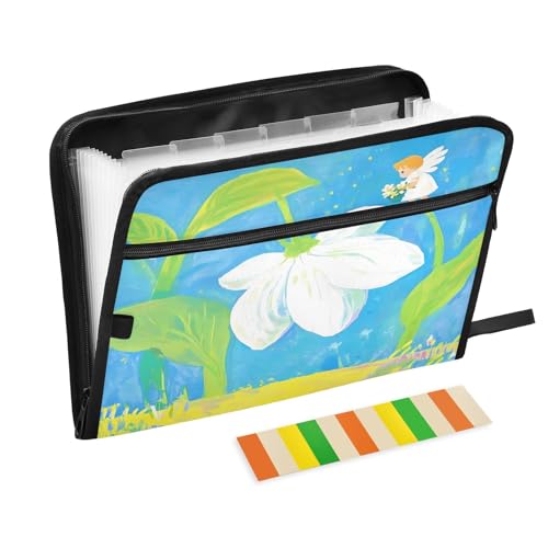 Dokumentenmappe mit großem Blumenmuster, mit Reißverschluss, 13 Taschen, Akkordeon-Dokumenten-Organizer für die Arbeit und Zuhause Dokumentenmappe mit großem Blumenmuster, mit Reißverschluss, 13 Taschen, Akkordeon-Dokumenten-Organizer für die Arbeit und Zuhause von Nexawaveo