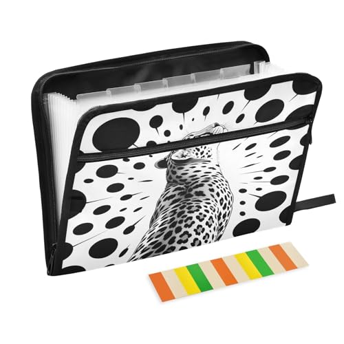 Dot Art Fächermappe mit 13 Fächern, Leopardenmuster, A4, mit Reißverschluss, Schwarz / Weiß Dot Art Fächermappe mit 13 Fächern, Leopardenmuster, A4, mit Reißverschluss, Schwarz / Weiß von Nexawaveo