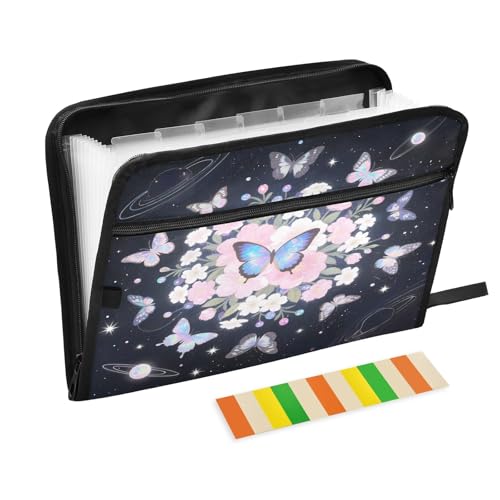 Dreamy Butterfly Night Fächermappe mit 13 Fächern, A4, Dokumenten-Organizer mit Reißverschluss von Nexawaveo
