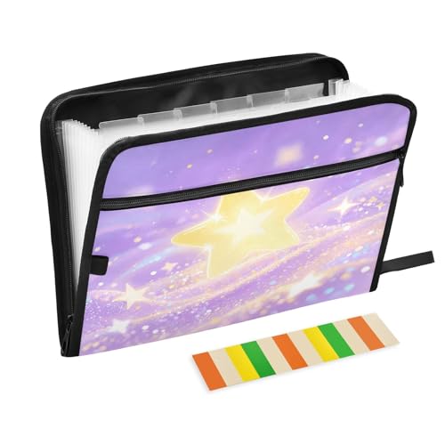 Dreamy Star Sparkle Fächermappe mit 13 Fächern, A4, Dokumenten-Organizer mit Reißverschluss von Nexawaveo