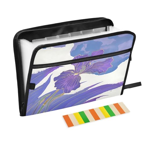 Elegant Iris Dokumentenmappe, erweiterbarer Reißverschluss, 13 Taschen, Akkordeon-Dokumenten-Organizer für Arbeit und Zuhause, Violett Elegant Iris Dokumentenmappe, erweiterbarer Reißverschluss, 13 Taschen, Akkordeon-Dokumenten-Organizer für Arbeit und Zuhause, Violett von Nexawaveo