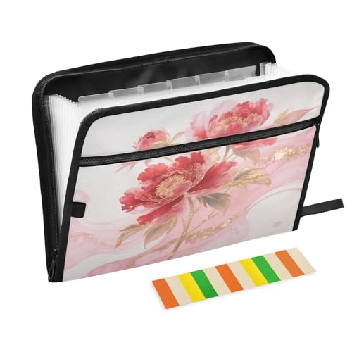 Elegante Pfingstrosen-Illustration, erweiterbarer Reißverschluss, Akkordeon-Dokumenten-Organizer für Arbeit und Zuhause Elegante Pfingstrosen-Illustration, erweiterbarer Reißverschluss, Akkordeon-Dokumenten-Organizer für Arbeit und Zuhause von Nexawaveo
