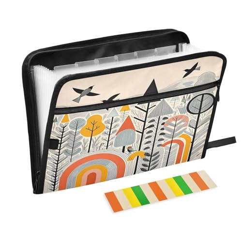 Fächermappe im Retro-Stil, Querformat, 13 Fächer, mit Etiketten, A4, Dokumenten-Organizer mit Reißverschluss Fächermappe im Retro-Stil, Querformat, 13 Fächer, mit Etiketten, A4, Dokumenten-Organizer mit Reißverschluss von Nexawaveo