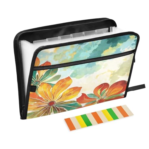 Fächermappe mit 13 Fächern, A4, A4, mit Reißverschluss, Motiv: Aquarell-Blumenhimmel Fächermappe mit 13 Fächern, A4, A4, mit Reißverschluss, Motiv: Aquarell-Blumenhimmel von Nexawaveo