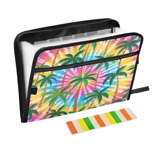 Fächermappe mit 13 Fächern, Batikpalme, bunt, mit Etiketten, A4, Dokumenten-Organizer mit Reißverschluss Fächermappe mit 13 Fächern, Batikpalme, bunt, mit Etiketten, A4, Dokumenten-Organizer mit Reißverschluss von Nexawaveo