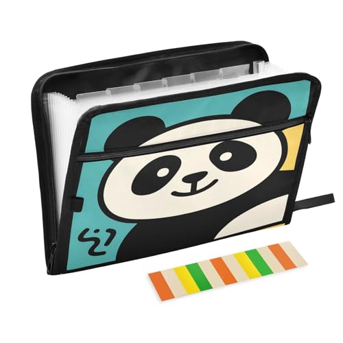 Fächermappe mit 13 Fächern, Cartoon-Panda-Motiv, A4, mit Reißverschluss, Blau Fächermappe mit 13 Fächern, Cartoon-Panda-Motiv, A4, mit Reißverschluss, Blau von Nexawaveo