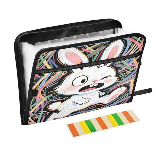 Fächermappe mit 13 Fächern, Motiv: Kaninchen, A4, Dokumenten-Organizer mit Reißverschluss Fächermappe mit 13 Fächern, Motiv: Kaninchen, A4, Dokumenten-Organizer mit Reißverschluss von Nexawaveo