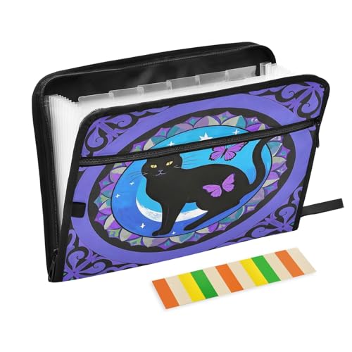Fächermappe mit 13 Fächern, Motiv: Katze, Schmetterling, A4, Dokumenten-Organizer mit Reißverschluss Fächermappe mit 13 Fächern, Motiv: Katze, Schmetterling, A4, Dokumenten-Organizer mit Reißverschluss von Nexawaveo