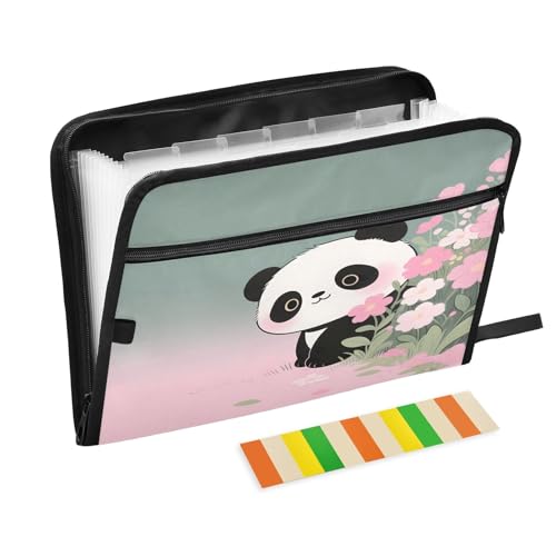 Fächermappe mit 13 Fächern, Motiv: süßer Panda, A4, mit Reißverschluss, Hellgrün Fächermappe mit 13 Fächern, Motiv: süßer Panda, A4, mit Reißverschluss, Hellgrün von Nexawaveo