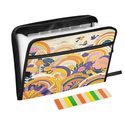 Fächermappe mit 13 Fächern, Retro-Design, A4, Dokumenten-Organizer mit Reißverschluss Fächermappe mit 13 Fächern, Retro-Design, A4, Dokumenten-Organizer mit Reißverschluss von Nexawaveo