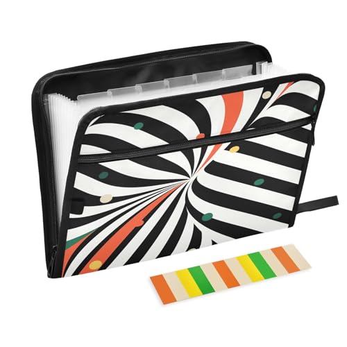 Fächermappe mit 13 Fächern, bunt, gestreift, mit Etiketten, A4, Dokumenten-Organizer mit Reißverschluss Fächermappe mit 13 Fächern, bunt, gestreift, mit Etiketten, A4, Dokumenten-Organizer mit Reißverschluss von Nexawaveo