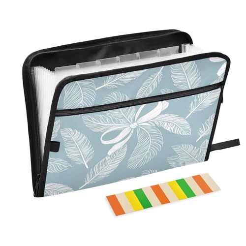 Fächermappe mit 13 Fächern, elegantes Federmuster, A4, Dokumenten-Organizer mit Reißverschluss Fächermappe mit 13 Fächern, elegantes Federmuster, A4, Dokumenten-Organizer mit Reißverschluss von Nexawaveo