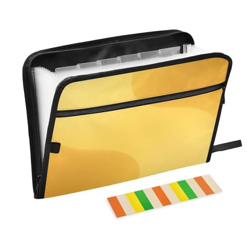 Fächermappe mit 13 Fächern, glatt, gelber Wellen, A4, Dokumenten-Organizer mit Reißverschluss Fächermappe mit 13 Fächern, glatt, gelber Wellen, A4, Dokumenten-Organizer mit Reißverschluss von Nexawaveo
