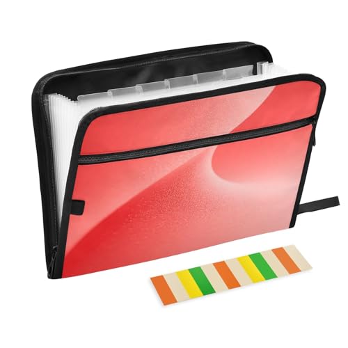 Fächermappe mit 13 Fächern, glatt, rote Wellen, A4, Dokumenten-Organizer mit Reißverschluss Fächermappe mit 13 Fächern, glatt, rote Wellen, A4, Dokumenten-Organizer mit Reißverschluss von Nexawaveo