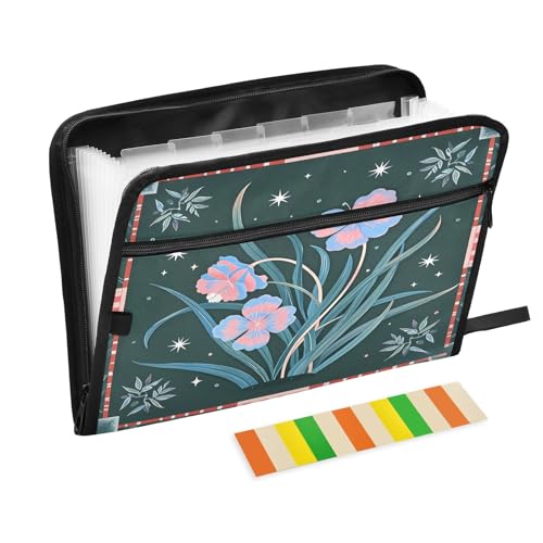 Fächermappe mit 13 Fächern, mit Etiketten, A4, mit Reißverschluss, Grün von Nexawaveo