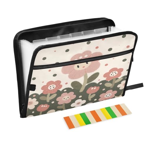 Fächermappe mit Cartoon-Blumenfeld, 13 Fächern, mit Etiketten, A4, Dokumenten-Organizer mit Reißverschluss Fächermappe mit Cartoon-Blumenfeld, 13 Fächern, mit Etiketten, A4, Dokumenten-Organizer mit Reißverschluss von Nexawaveo