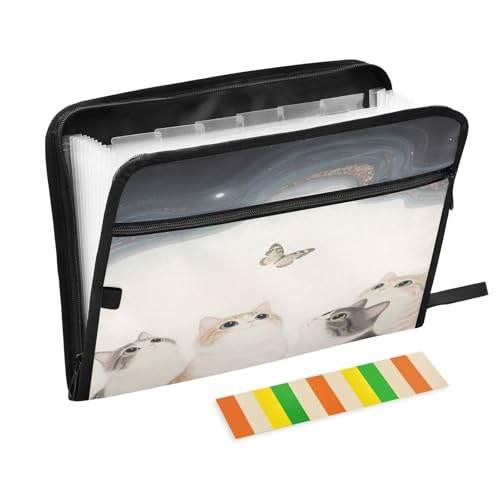 Fächermappe mit Reißverschluss, Motiv: Katzen, Schmetterling, 13 Fächer, Akkordeon-Dokumenten-Organizer für Arbeit und Zuhause Fächermappe mit Reißverschluss, Motiv: Katzen, Schmetterling, 13 Fächer, Akkordeon-Dokumenten-Organizer für Arbeit und Zuhause von Nexawaveo