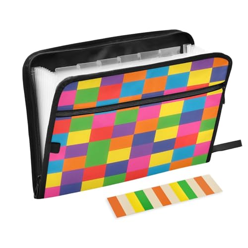Fächermappe mit Schachbrettmuster, 13 Fächer, mit Etiketten, A4, Dokumenten-Organizer mit Reißverschluss Fächermappe mit Schachbrettmuster, 13 Fächer, mit Etiketten, A4, Dokumenten-Organizer mit Reißverschluss von Nexawaveo