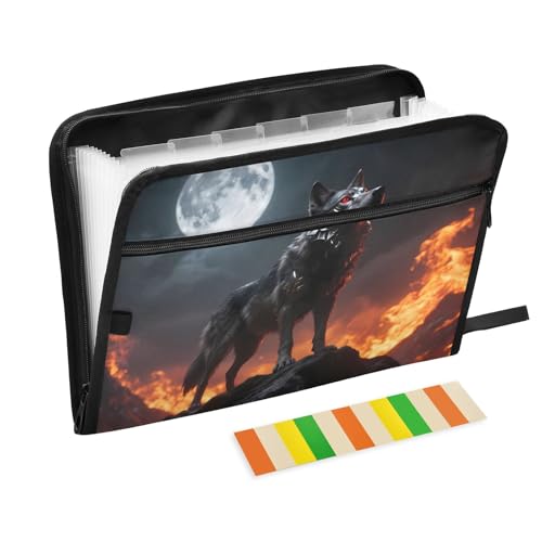 Fantasy Wolf Night Fächermappe mit Reißverschluss, 13 Taschen, Akkordeon-Dokumenten-Organizer für Arbeit und Zuhause Fantasy Wolf Night Fächermappe mit Reißverschluss, 13 Taschen, Akkordeon-Dokumenten-Organizer für Arbeit und Zuhause von Nexawaveo