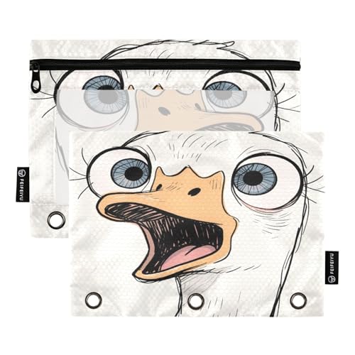 Federmäppchen mit Cartoon-Entenkopf, niedliches 2er-Pack für 3-Ringbücher, glatter Reißverschluss mit transparentem PVC-Fenster, Federmäppchen für Schulbedarf Federmäppchen mit Cartoon-Entenkopf, niedliches 2er-Pack für 3-Ringbücher, glatter Reißverschluss mit transparentem PVC-Fenster, Federmäppchen für Schulbedarf von Nexawaveo
