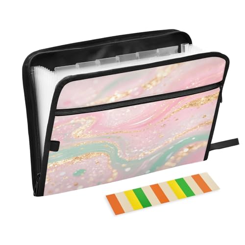 Fluid Art Akkordeon-Aktenordner mit 13 Fächern, erweiterbarer Aktenordner mit Etiketten, Rechnungen, Quittungen, Dokumentenhalter von Nexawaveo