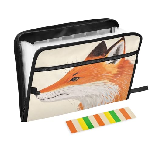 Fox Head Akkordeon-Aktenordner, 13 Fächer, erweiterbar, mit Etiketten, Rechnungen, Quittungen, Dokumentenhalter, Warmbeige Fox Head Akkordeon-Aktenordner, 13 Fächer, erweiterbar, mit Etiketten, Rechnungen, Quittungen, Dokumentenhalter, Warmbeige von Nexawaveo