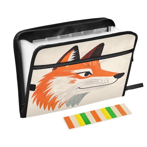 Fox Head Cartoon Akkordeon-Aktenordner, 13 Fächer, erweiterbarer Aktenordner mit Etiketten, Rechnungen, Quittungen, Dokumentenhalter Fox Head Cartoon Akkordeon-Aktenordner, 13 Fächer, erweiterbarer Aktenordner mit Etiketten, Rechnungen, Quittungen, Dokumentenhalter von Nexawaveo