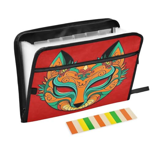 Fox Mask Akkordeon-Aktenordner, 13 Fächer, erweiterbar, mit Etiketten, Rechnungen, Quittungen, Dokumentenhalter Fox Mask Akkordeon-Aktenordner, 13 Fächer, erweiterbar, mit Etiketten, Rechnungen, Quittungen, Dokumentenhalter von Nexawaveo