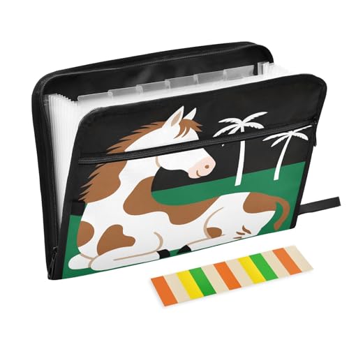 Funny Horse Akkordeon-Aktenordner, 13 Fächer, erweiterbar, mit Etiketten, Rechnungen, Quittungen, Dokumentenhalter, Grün / Schwarz Funny Horse Akkordeon-Aktenordner, 13 Fächer, erweiterbar, mit Etiketten, Rechnungen, Quittungen, Dokumentenhalter, Grün / Schwarz von Nexawaveo