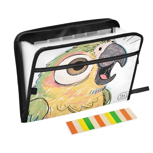 Funny Papagei Fächermappe mit Reitern, 13 Taschen, Akkordeon-Aktenordner für Büro, Klassenzimmer, Weiß Funny Papagei Fächermappe mit Reitern, 13 Taschen, Akkordeon-Aktenordner für Büro, Klassenzimmer, Weiß von Nexawaveo