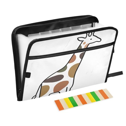 Line Art Fächermappe mit 13 Fächern, A4, mit Reißverschluss, Giraffe, Weiß Line Art Fächermappe mit 13 Fächern, A4, mit Reißverschluss, Giraffe, Weiß von Nexawaveo