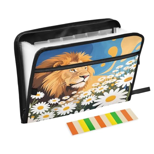 Lion Daisy Fächermappe mit 13 Fächern, A4, mit Reißverschluss, goldfarben / Blau Lion Daisy Fächermappe mit 13 Fächern, A4, mit Reißverschluss, goldfarben / Blau von Nexawaveo