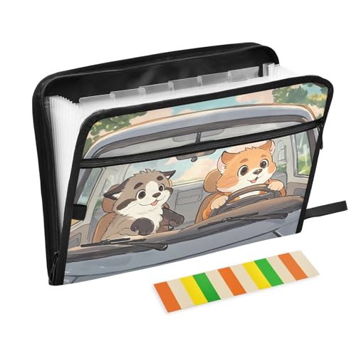 Lively Cats Akkordeon-Aktenordner mit 13 Fächern, erweiterbar, mit Etiketten, Rechnungen, Quittungen, Dokumentenhalter von Nexawaveo