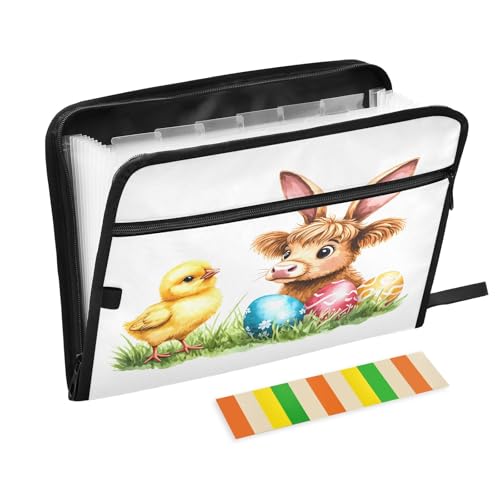 Lustiges Oster-Kuh-Küken-Mappe, erweiterbarer Reißverschluss, 13 Taschen, Akkordeon-Dokumenten-Organizer für Arbeit und Zuhause Lustiges Oster-Kuh-Küken-Mappe, erweiterbarer Reißverschluss, 13 Taschen, Akkordeon-Dokumenten-Organizer für Arbeit und Zuhause von Nexawaveo