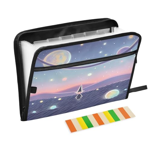 Magical Wizard Night Akkordeon-Aktenordner, 13 Fächer, erweiterbarer Aktenordner mit Etiketten, Rechnungen, Quittungen, Dokumentenhalter von Nexawaveo