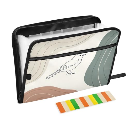 Minimalist Bird Fächermappe mit 13 Fächern, A4, mit Reißverschluss, Weiß Minimalist Bird Fächermappe mit 13 Fächern, A4, mit Reißverschluss, Weiß von Nexawaveo