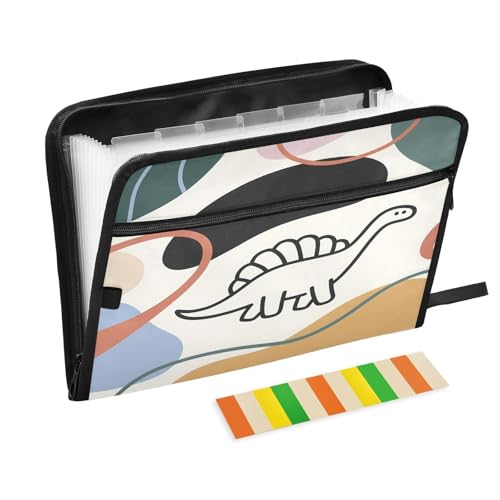 Minimalistische Dino Fächermappe mit Reitern, 13 Taschen, Akkordeon-Aktenordner für Büro, Klassenzimmer von Nexawaveo