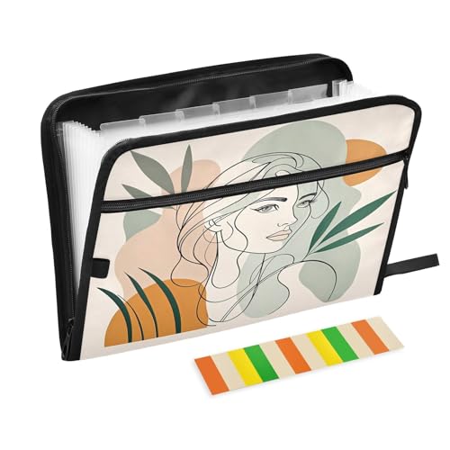 Minimalistischer Akkordeon-Aktenordner für Damen, 13 Fächer, erweiterbar, mit Etiketten, Rechnungen, Quittungen, Dokumentenhalter von Nexawaveo