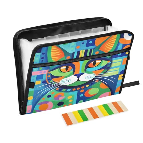 Modern Art Katze, Akkordeon-Aktenordner, 13 Fächer, erweiterbar, mit Etiketten, Rechnungen, Quittungen, Dokumentenhalter Modern Art Katze, Akkordeon-Aktenordner, 13 Fächer, erweiterbar, mit Etiketten, Rechnungen, Quittungen, Dokumentenhalter von Nexawaveo