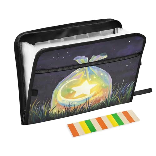 Mond und Stern in Tasche, erweiterbarer Reißverschluss, Akkordeon-Dokumenten-Organizer für Arbeit und Zuhause von Nexawaveo