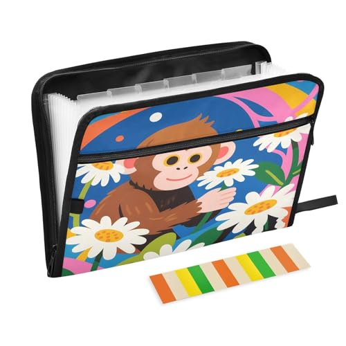 Monkey Fächermappe mit 13 Fächern, A4, mit Reißverschluss, bunt Monkey Fächermappe mit 13 Fächern, A4, mit Reißverschluss, bunt von Nexawaveo