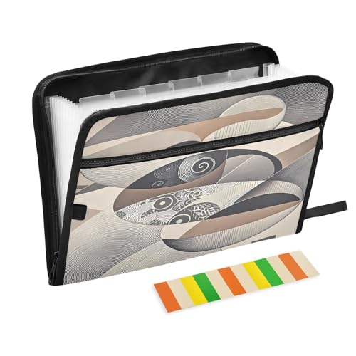 Monochrome geometrische Formen, Fächermappe mit 13 Fächern, A4, Dokumenten-Organizer mit Reißverschluss Monochrome geometrische Formen, Fächermappe mit 13 Fächern, A4, Dokumenten-Organizer mit Reißverschluss von Nexawaveo