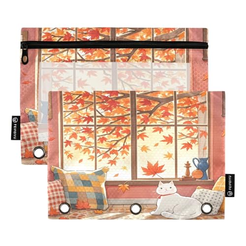 Nexawaveo Federmäppchen mit Cartoon-Katze, mehrfarbig, 2 Stück, für 3-Ringbücher, glatter Reißverschluss mit transparentem PVC-Fenster, Federmäppchen für Schulbedarf Nexawaveo Federmäppchen mit Cartoon-Katze, mehrfarbig, 2 Stück, für 3-Ringbücher, glatter Reißverschluss mit transparentem PVC-Fenster, Federmäppchen für Schulbedarf von Nexawaveo